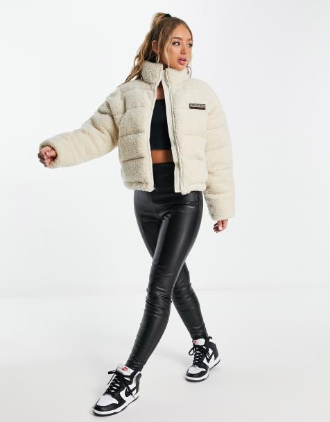 Napapijri A-Suomi borg puffer jacket in off-white - view 1