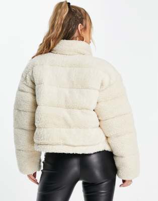 Napapijri A-suomi Borg Puffer Jacket In Neutral