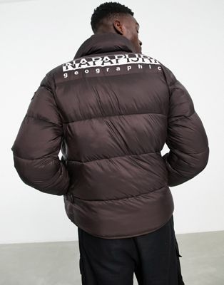 Napapijri a-suomi puffer jacket in brown - ASOS Price Checker