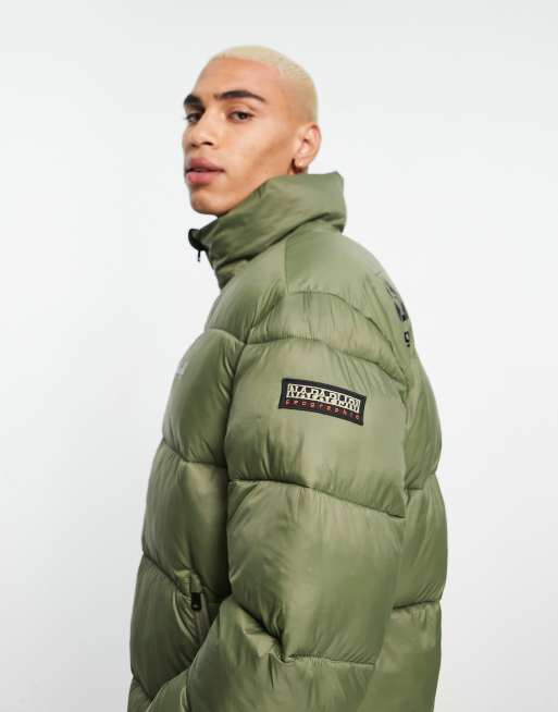 Napapijri a-suomi puffer jacket in green | ASOS