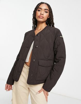 Napapijri A-Weather quilted liner jacket in brown - ASOS Price Checker