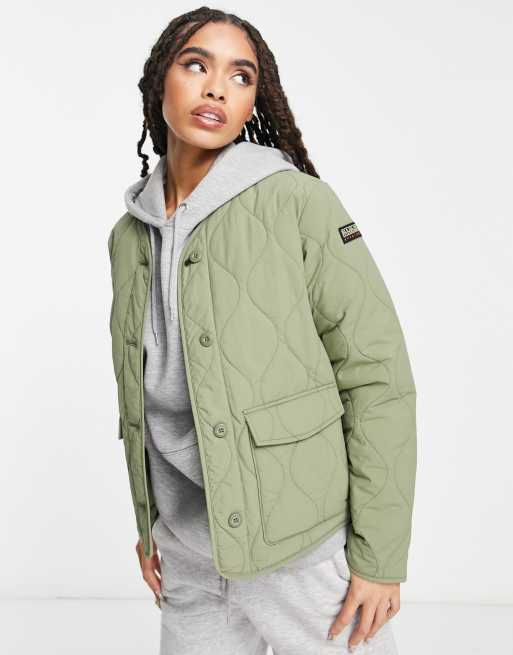 Napapijri a-weather quilted liner jacket in green | ASOS