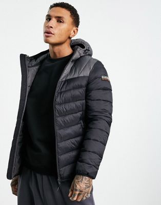 Napapijri Aerons hooded jacket in black/grey
