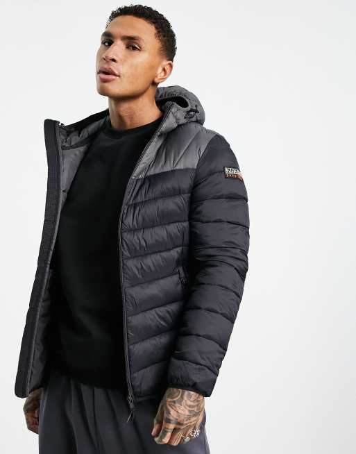 Napapijri Aerons hooded jacket in black grey