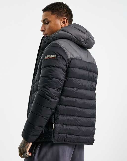 Napapijri Aerons hooded jacket in black/grey ASOS