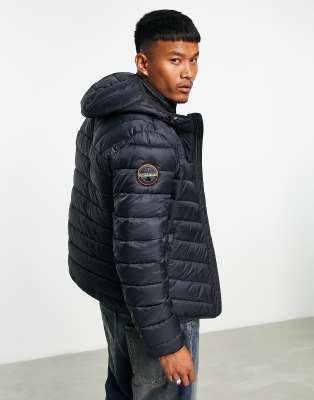 Napapijri aerons hooded padded jacket in black