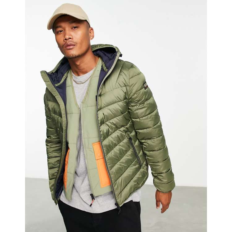 Napapijri aerons hooded padded jacket in khaki ASOS