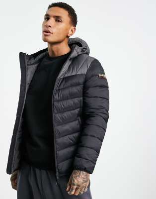 Napapijri – Aerons – Jacke in Schwarz/Grau mit Kapuze