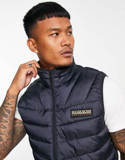 Napapijri aerons padded gilet jacket in black | ASOS