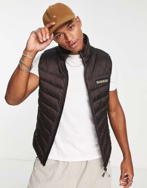 Napapijri aerons padded gilet jacket in brown | ASOS