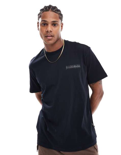 Napapijri Albula backprint logo t-shirt in black - view 1