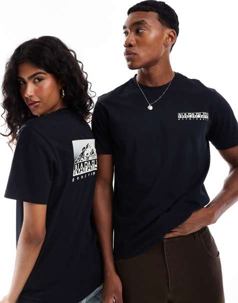 Napapijri Aleen mountain back print t-shirt in black - view 1