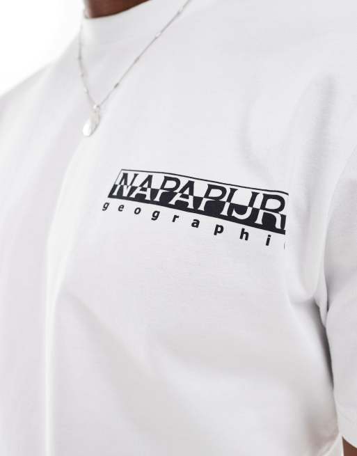Napapijri Aleen mountain backprint t-shirt in white, 4 of 4