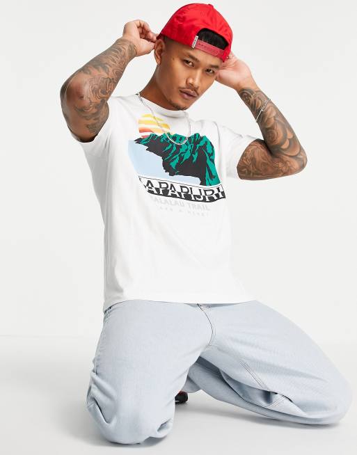 Napapijri – Aloha – Biało-niebieski T-shirt