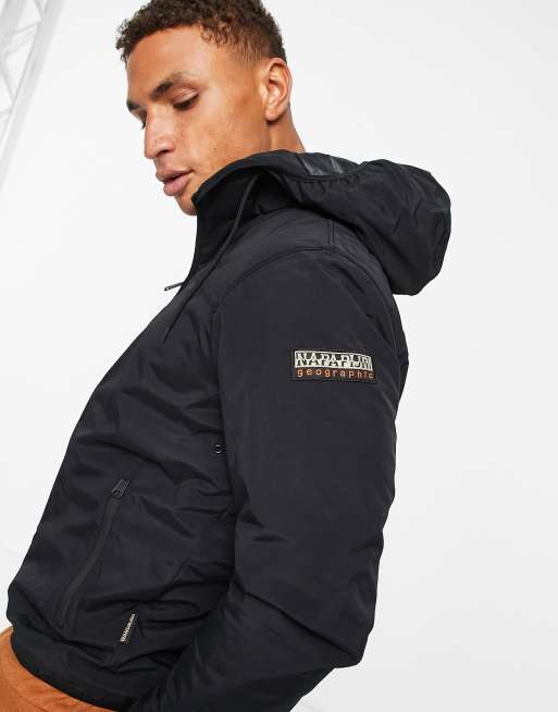 Napapijri Avalon hooded jacket in black | ASOS