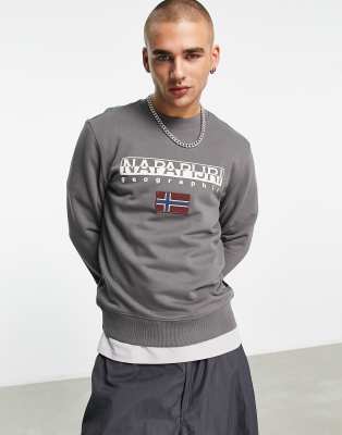 Napapijri Ayas chest logo fleece sweatshirt in grey