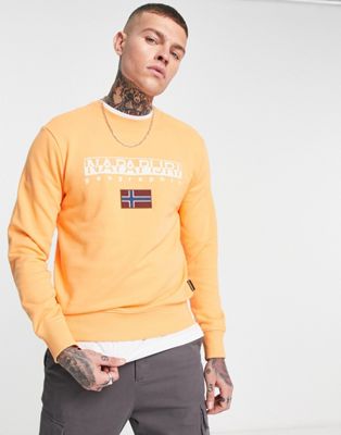 Napapijri Ayas chest logo fleece sweatshirt in orange