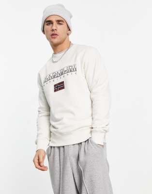 Napapijri – Ayas – Fleece-Sweatshirt In Weiß Mit Brust-Logo | ASOS