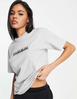 Napapijri Ayas T-shirt In Grey Melange | ASOS