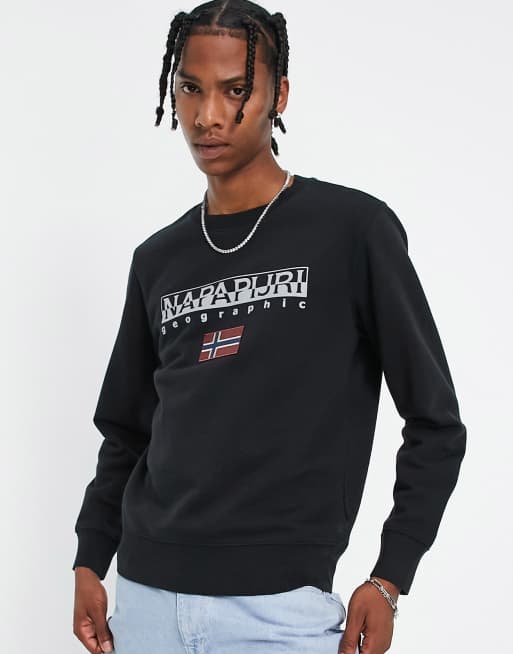 Napapijri b ayas sweatshirt in black with large logo ASOS