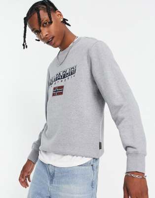 Napapijri b-ayas sweatshirt with large logo in grey  - ASOS Price Checker