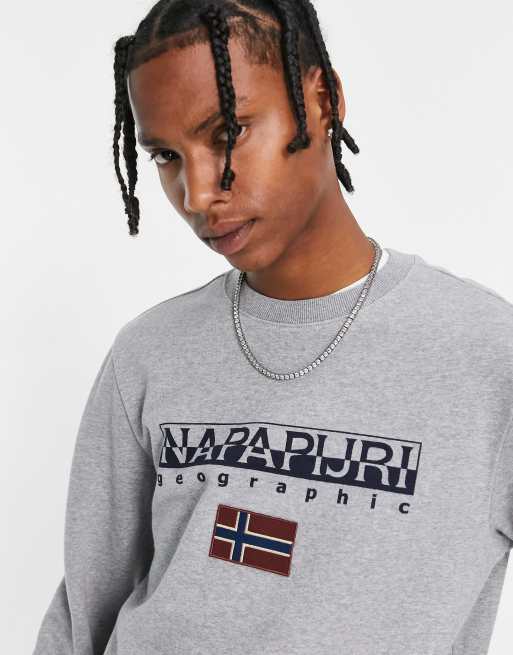 Napapijri b ayas sweatshirt with large logo in grey