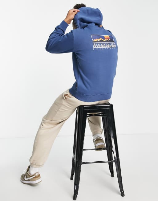 Napapijri B-Freestyle mountain back print hoodie in blue