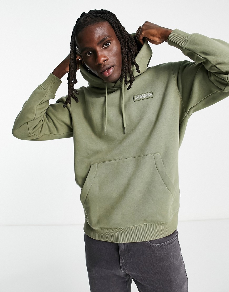 Napapijri b-morgex hoodie in green with patch logo