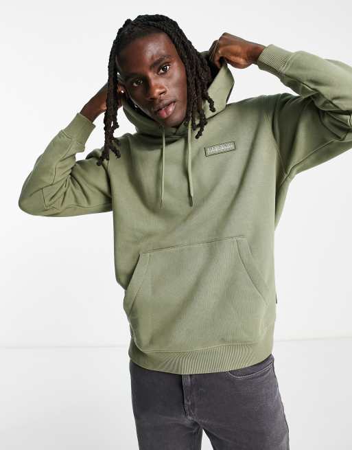 Napapijri b-morgex hoodie in green with patch logo | ASOS