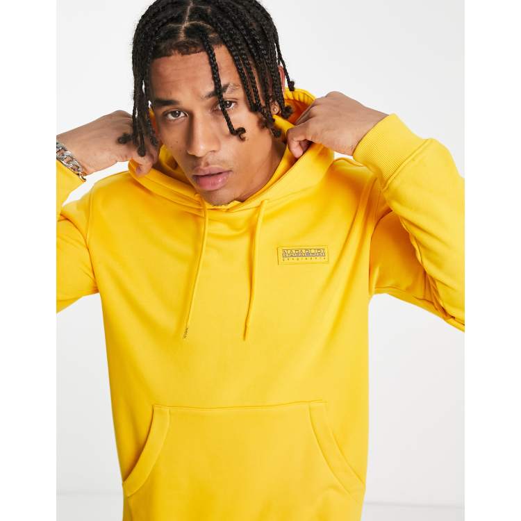 Napapijri b-morgex hoodie in yellow with patch logo