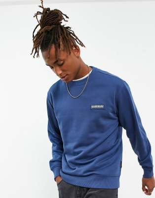 Napapijri b-morgex sweatshirt in blue with patch logo