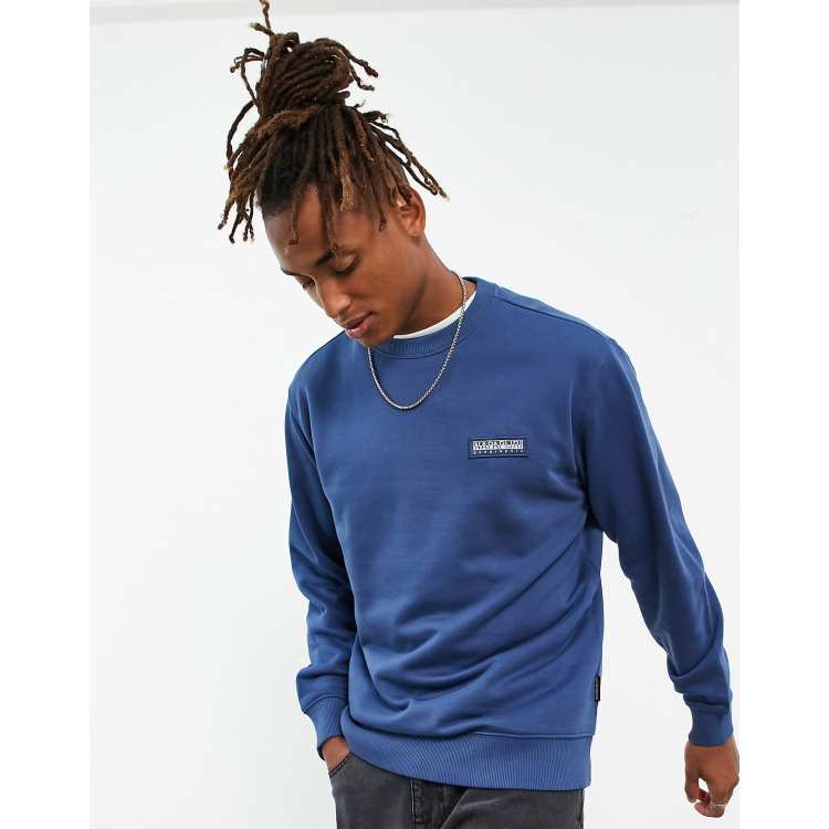 Napapijri b-morgex sweatshirt in blue with patch logo | ASOS