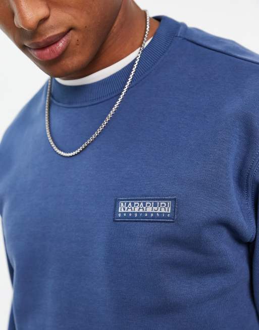 Napapijri b-morgex sweatshirt in blue with patch logo