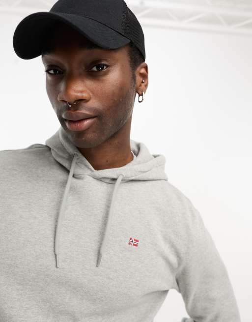 Napapijri – Balis – Fleece-Kapuzenpullover in Grau mit kleinem Logo