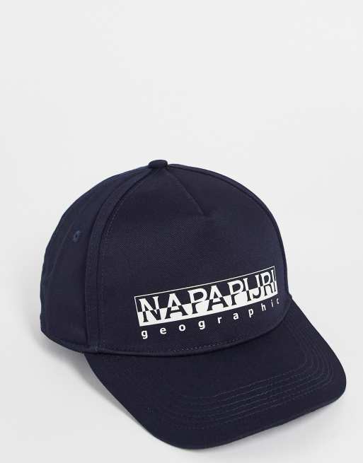 Napapijri – Baumwollkappe in Marineblau mit quadratischem Logo
