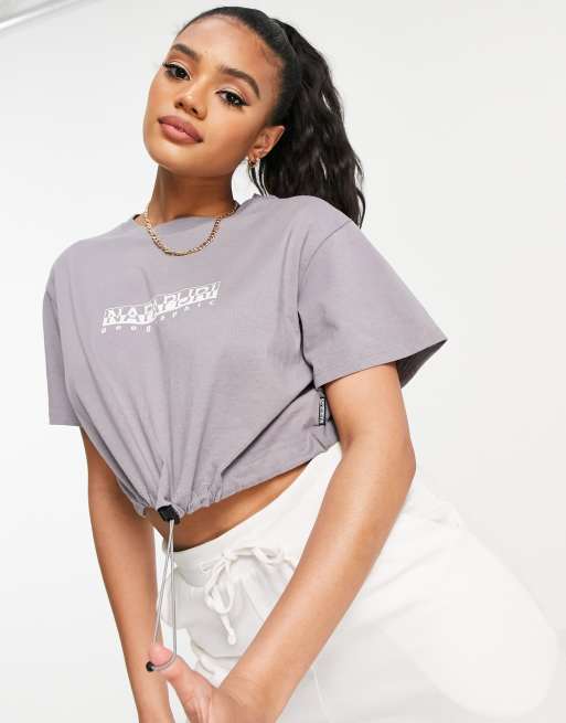 Napapijri Beatnik cropped t-shirt in grey