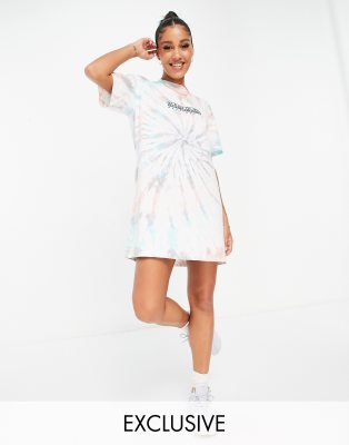 multi tie dye t shirt dress