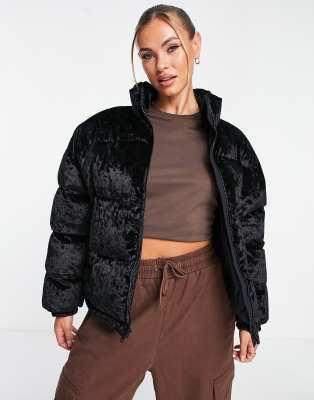 Napapijri Belay Velvet Puffer Jacket In Black