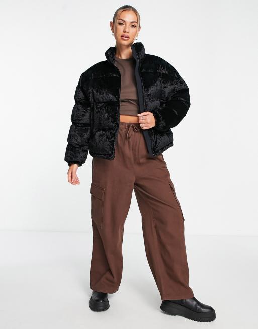 Napapijri Belay velvet puffer jacket in black ASOS