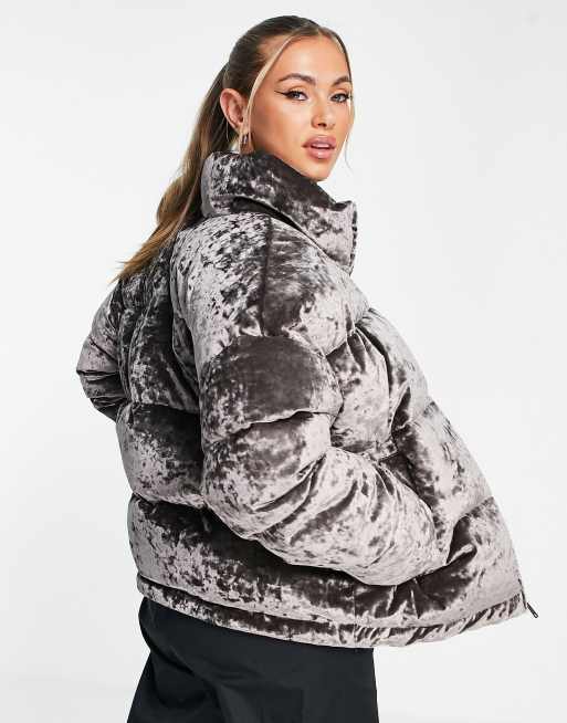 Napapijri Belay velvet puffer jacket in brown ASOS