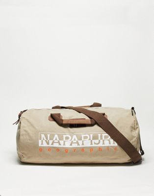 Napapijri Bering duffle bag holdall in beige - ASOS Price Checker