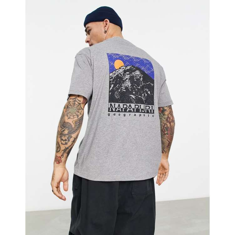 Napapijri Bolivar back print t-shirt in grey | ASOS