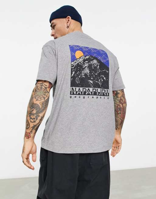 Napapijri Bolivar back print t-shirt in grey | ASOS