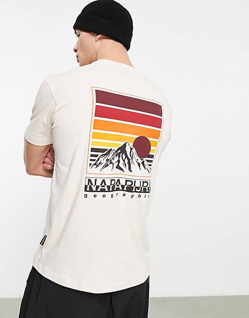 Napapijri Bolivar back print t-shirt in off white | ASOS