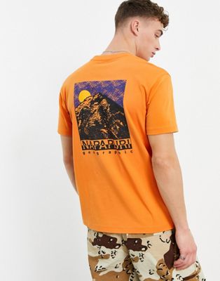 Napapijri Bolivar back print t-shirt in orange