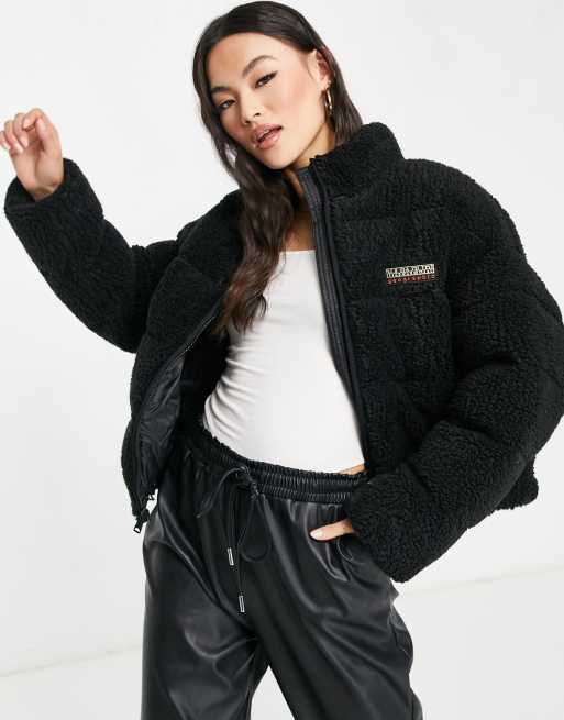 Napapijri - Box - Borg cropped jack in zwart 