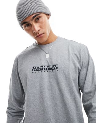 Napapijri Box chest logo long sleeve t-shirt in grey