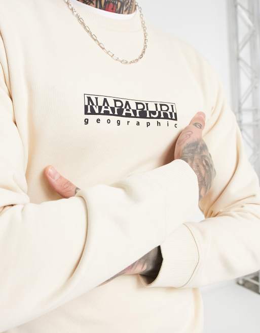 Napapijri Box chest logo sweatshirt in off white