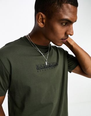 Napapijri Box chest print t-shirt in khaki
