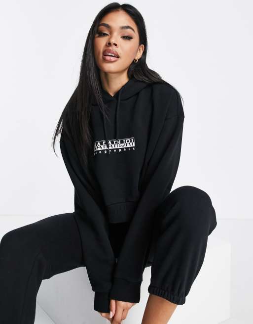 Napapijri Box cropped hoodie in black | ASOS